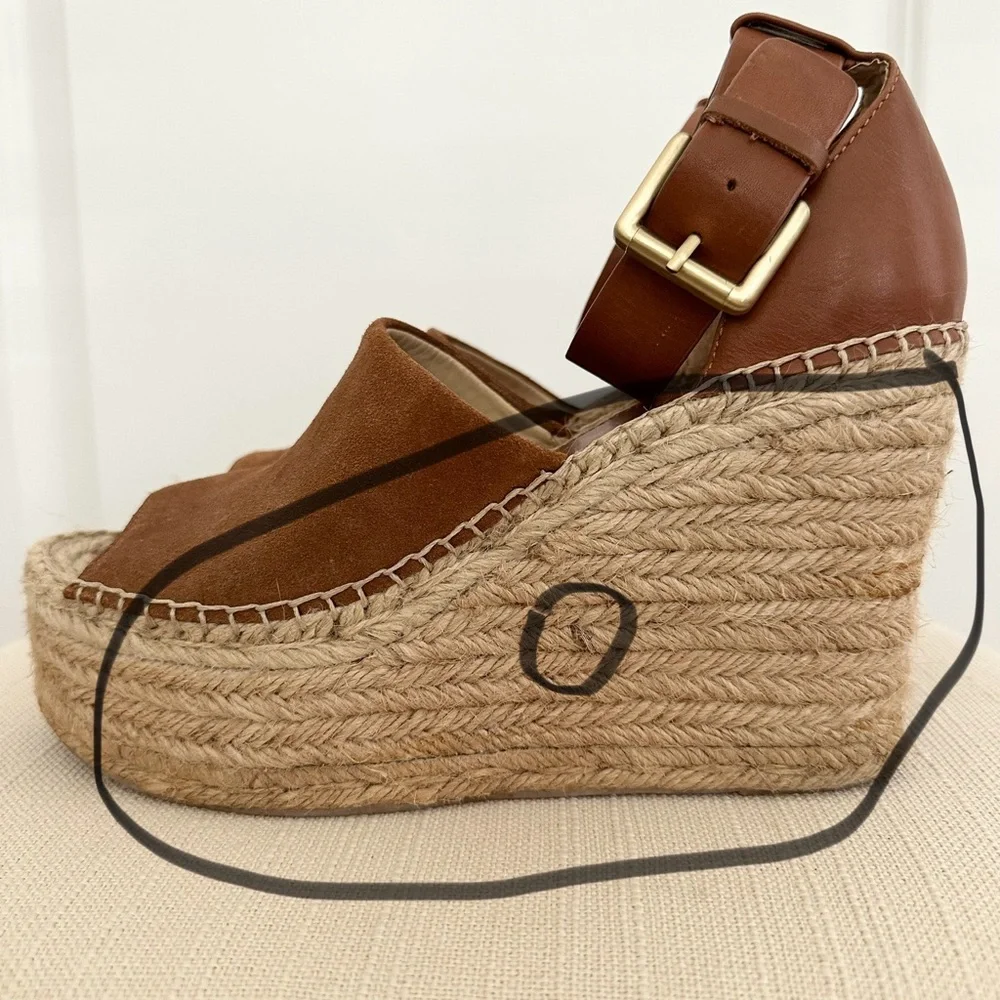 Espadrille Platform Wedge Sandals in Brown A59